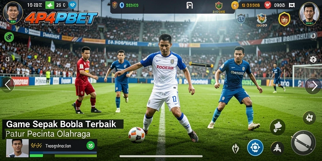 Tampilan gameplay menegangkan di dalam 4P4PBET dengan aksi sepak bola yang intens.