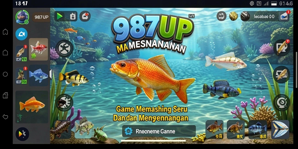 Tangkapan ikan terbesar dalam gameplay 987UP yang menantang.