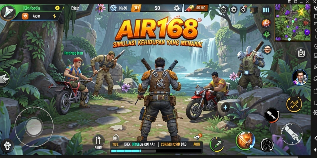 Screenshot gameplay AIR168 yang menampilkan dunia simulasi yang hidup.