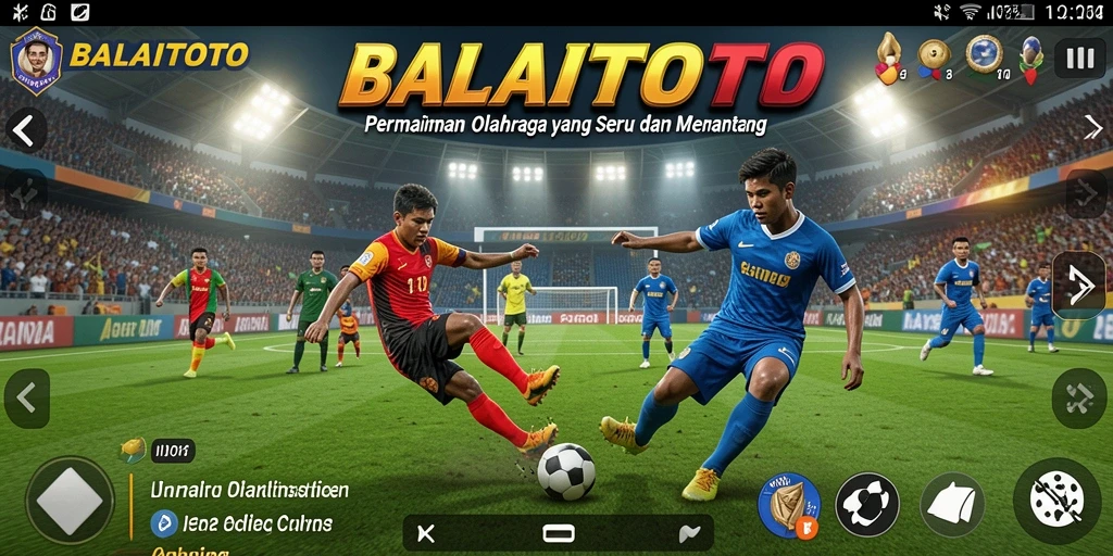 Tampilan utama BALAITOTO dengan gameplay olahraga yang dinamis.