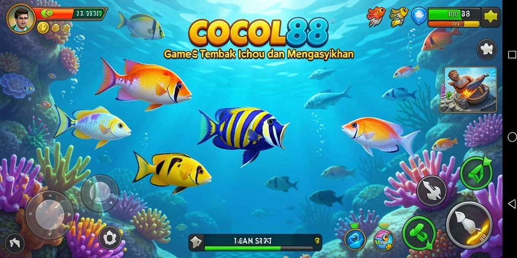 Screenshot permainan COCOL88 menampilkan aksi seru menembak ikan.