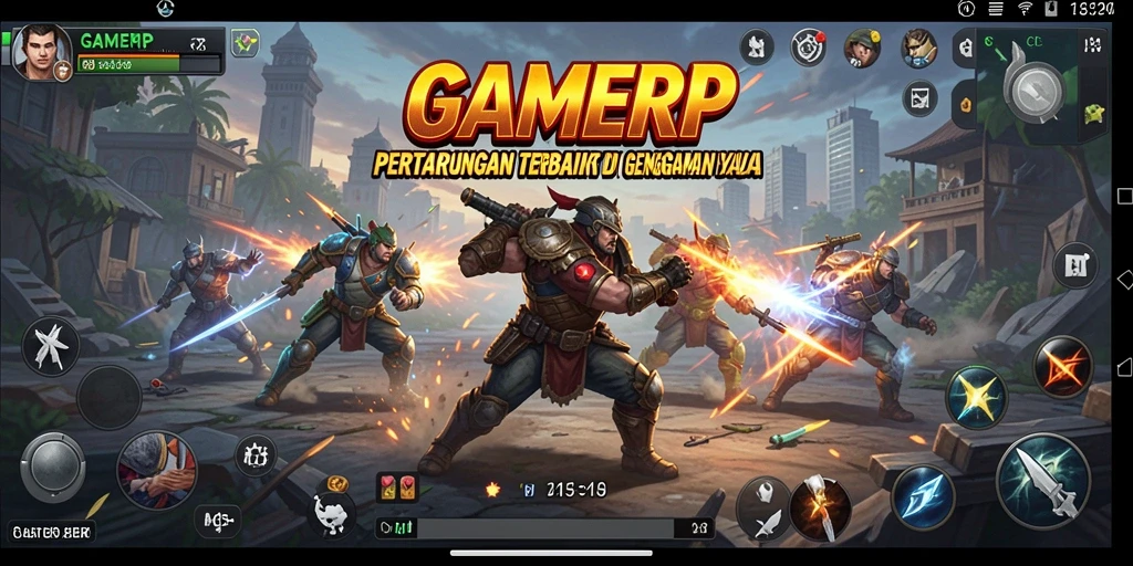 Tangkapan layar utama GAMERP menampilkan aksi pertarungan yang mendebarkan.