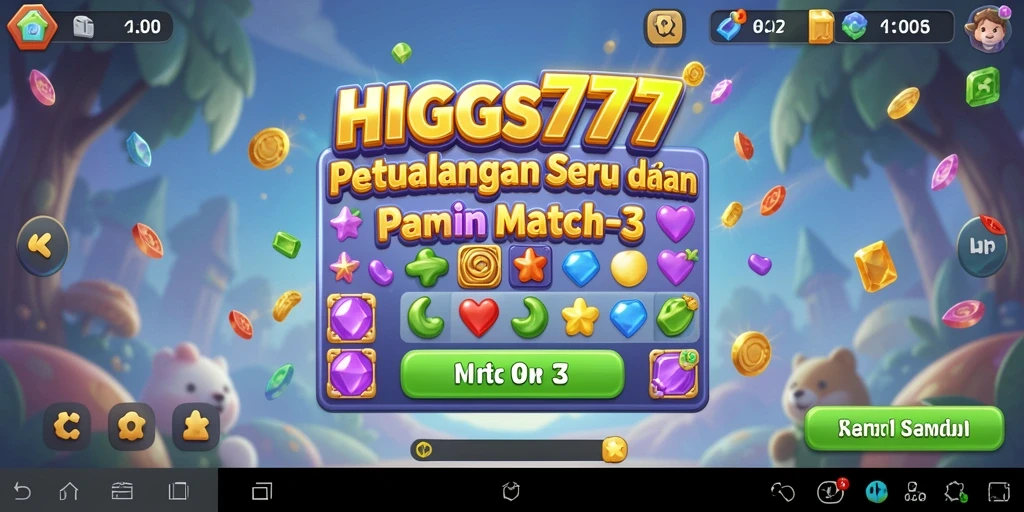 Tampilan gameplay HIGGS777 dengan pencocokan permata yang mengasyikkan.