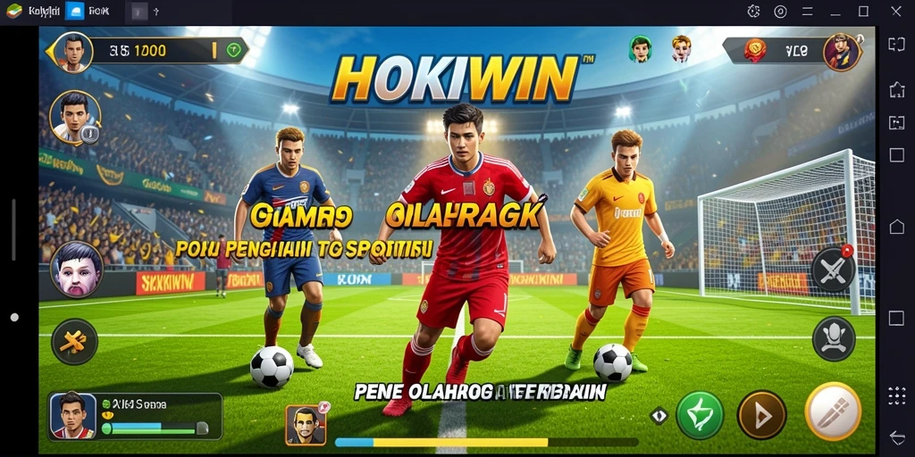 Screenshot gameplay HOKIWIN dengan aksi olahraga mendebarkan.