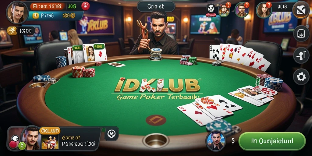 Screenshot gameplay IDKLUB yang menampilkan momen seru dalam permainan Poker.