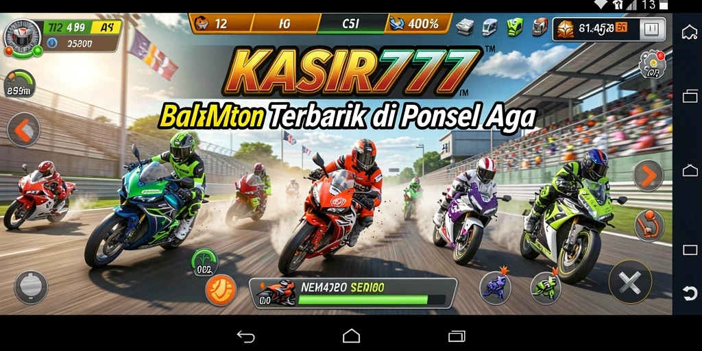 Screenshot gameplay KASIR777 menampilkan aksi balapan motor yang mendebarkan.