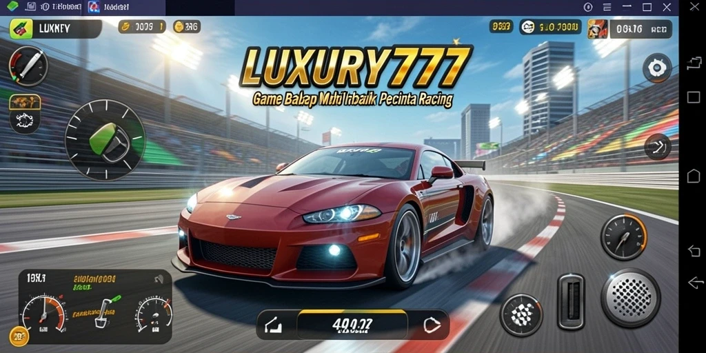 Screenshot utama LUXURY777 menampilkan aksi balapan mobil yang mendebarkan.