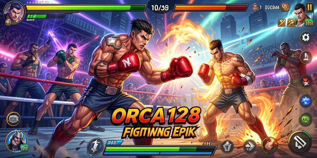 Tampilan aksi seru dalam <strong>ORCA128</strong> saat pertarungan berlangsung.