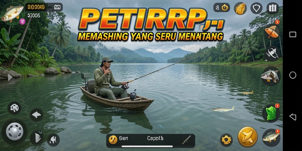 Screenshot utama PETIRRP menampilkan pengalaman memancing yang mendebarkan.