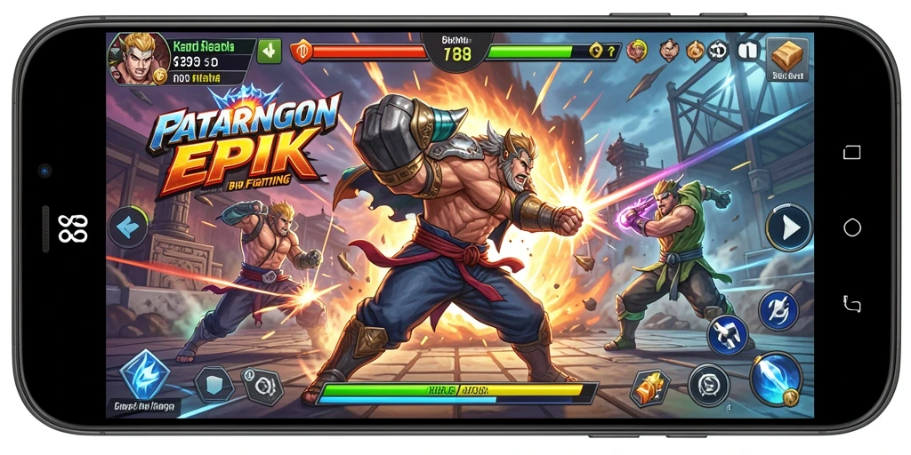 Screenshot menunjukkan pertarungan seru dalam gameplay Fighting V89.